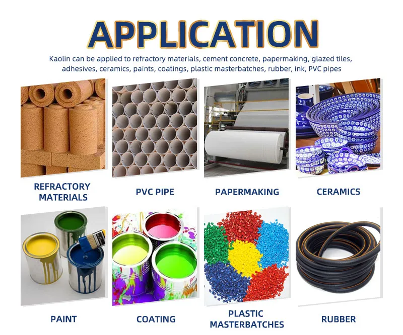 Hezhen kaolin powder for paper makiing industry rubber additive  plastics product coating industry