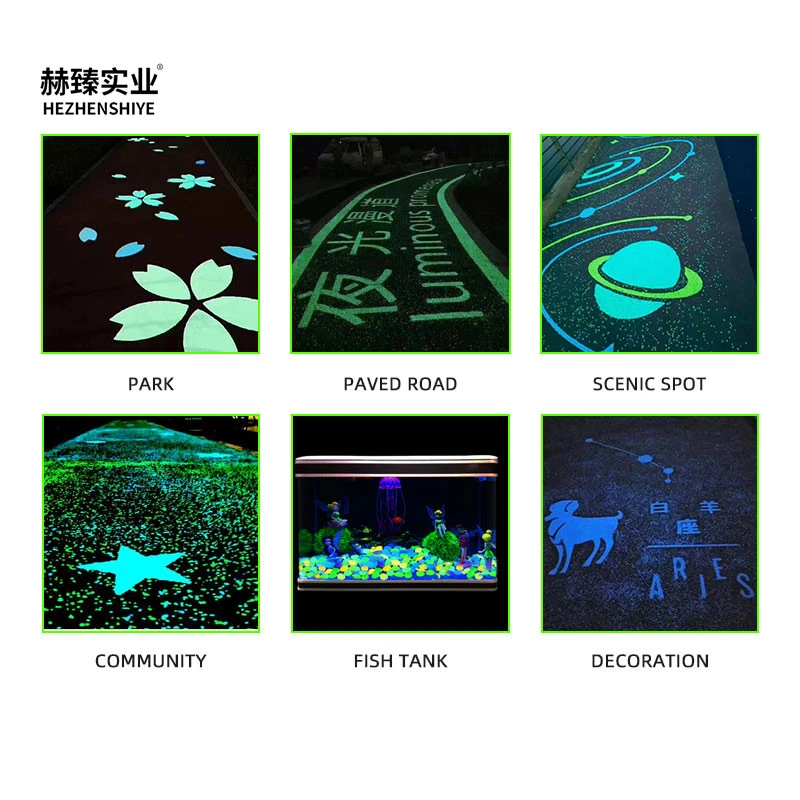 Hezhen glowing pebble glowing stone luminous pebbles blue artificial resin glowing stone green color